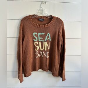 Wooden Ships Brown Sea Sun Sand Sweater